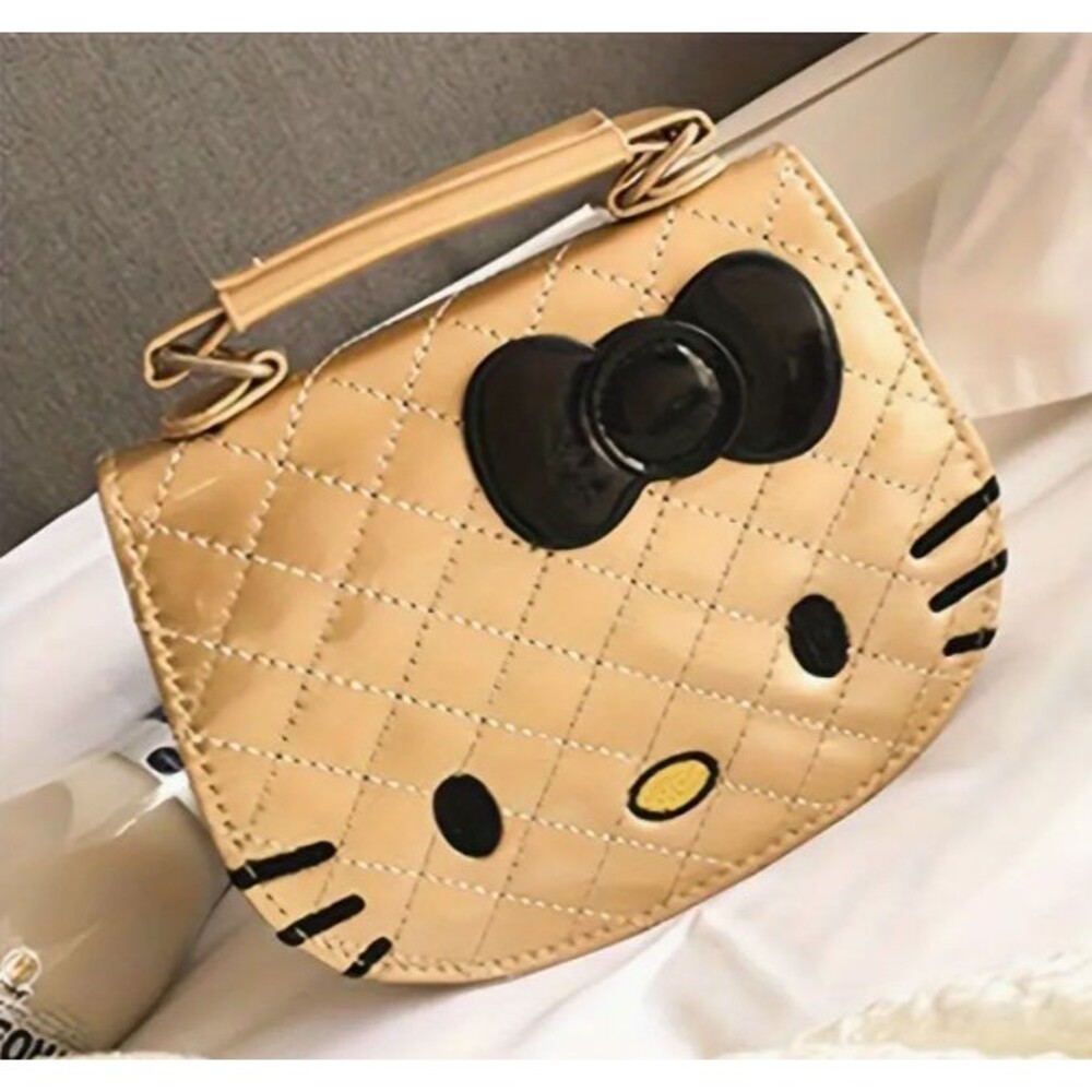 sanrio gold hello kitty face crossbody bag handle snap